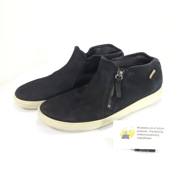 Ecco Soft 7 Casual Side Zip Up Suede Ankle Booties Womens Size 9.5 40 Black - Picture 1 of 9